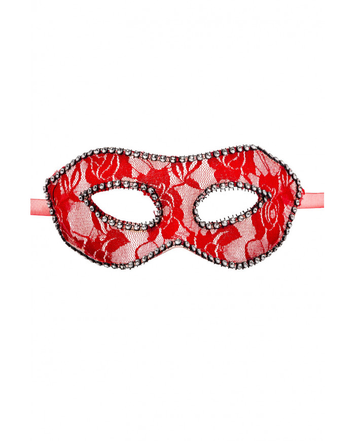 Chinless mask in transparent plastic covered with red lace and