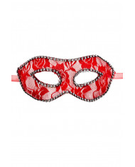 Chinless mask in transparent plastic covered with red lace and
