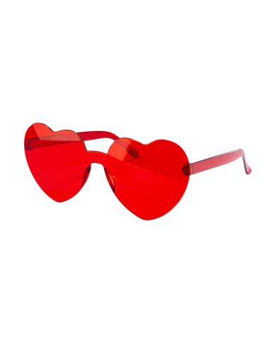 Gafas corazón rojo sobre cartoncillo
