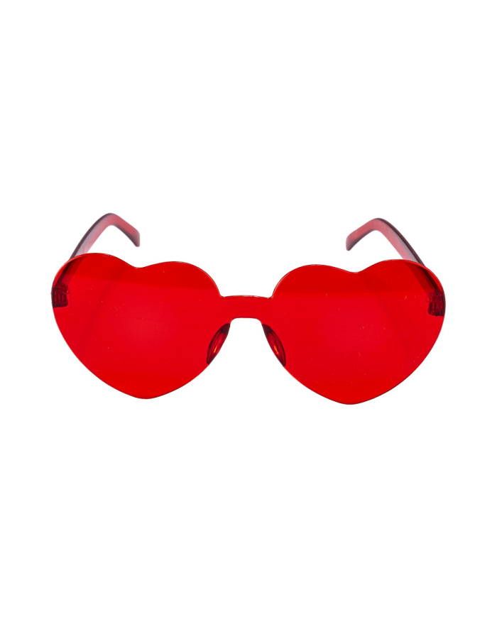 Red heart glasses on card
