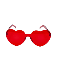 Occhiali cuore rosso su cartoncino
