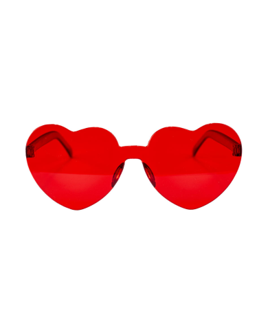 Gafas corazón rojo sobre cartoncillo