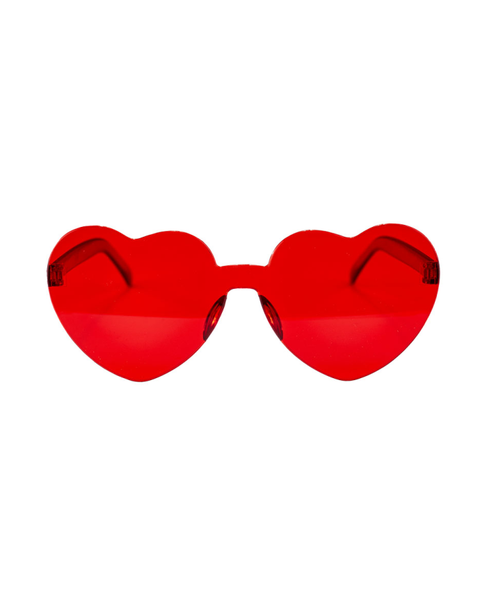 Red heart glasses on card