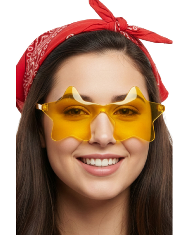 Gelbe Sternbrille auf Pappkarton