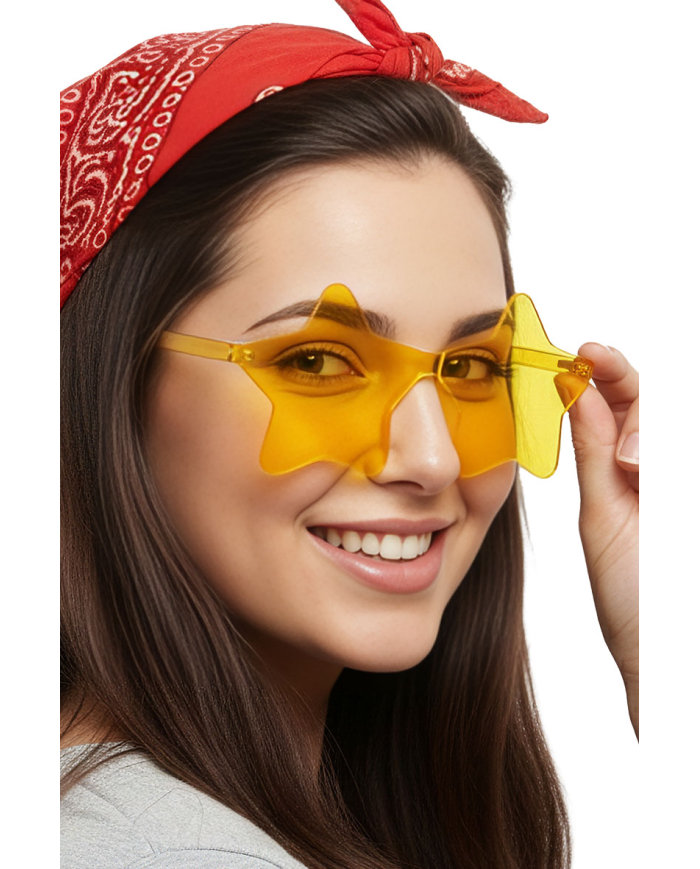 Gelbe Sternbrille auf Pappkarton