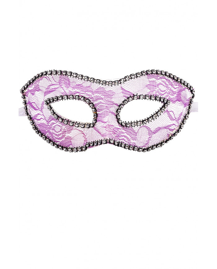 Chinless mask in transparent plastic covered with purple lace