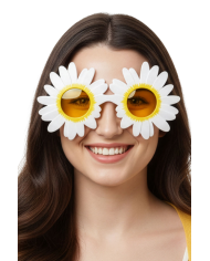 Margeriten-Brille auf Pappkarton