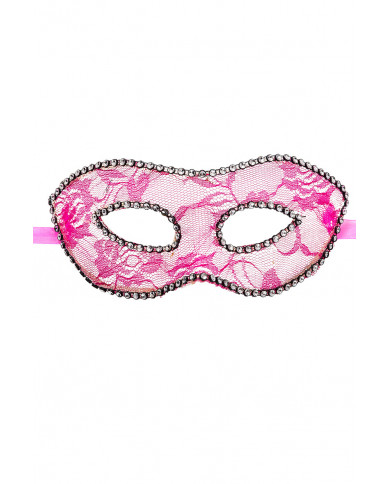 Chinless mask in transparent plastic covered with pink lace and