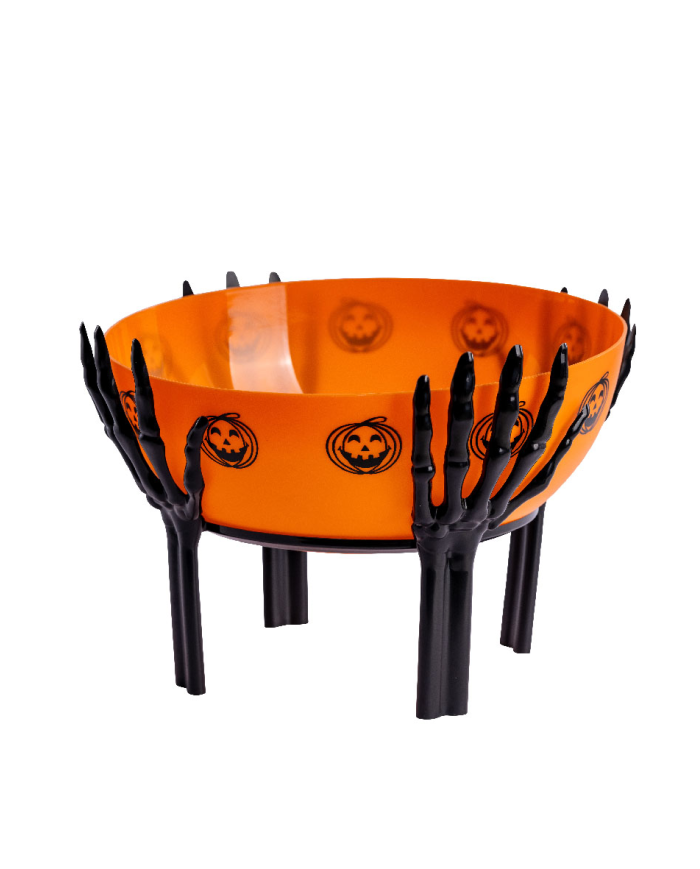 Orange basket with skeleton hands diam.cm.26 with hangtag/label