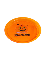 Orange plastic centerpiece plate diam.cm 24 with hangtag/label