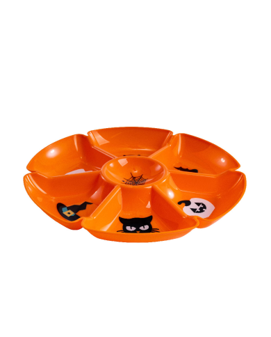 Orange plastic centerpiece plate diam.cm 30 with hangtag/label