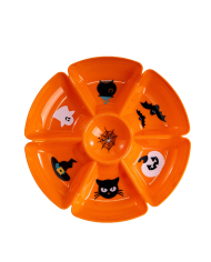 Teller Tischmitte orange aus Kunststoff Durchm. ca. 30 cm mit Pappschild/Etikett