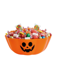 Portaobjetos centro de mesa calabaza de unos 30 cm. de diámetro con etiqueta colgante/etiqueta