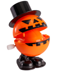 Spring pumpkin with hat on display