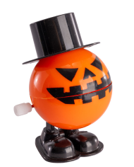 Spring pumpkin with hat on display