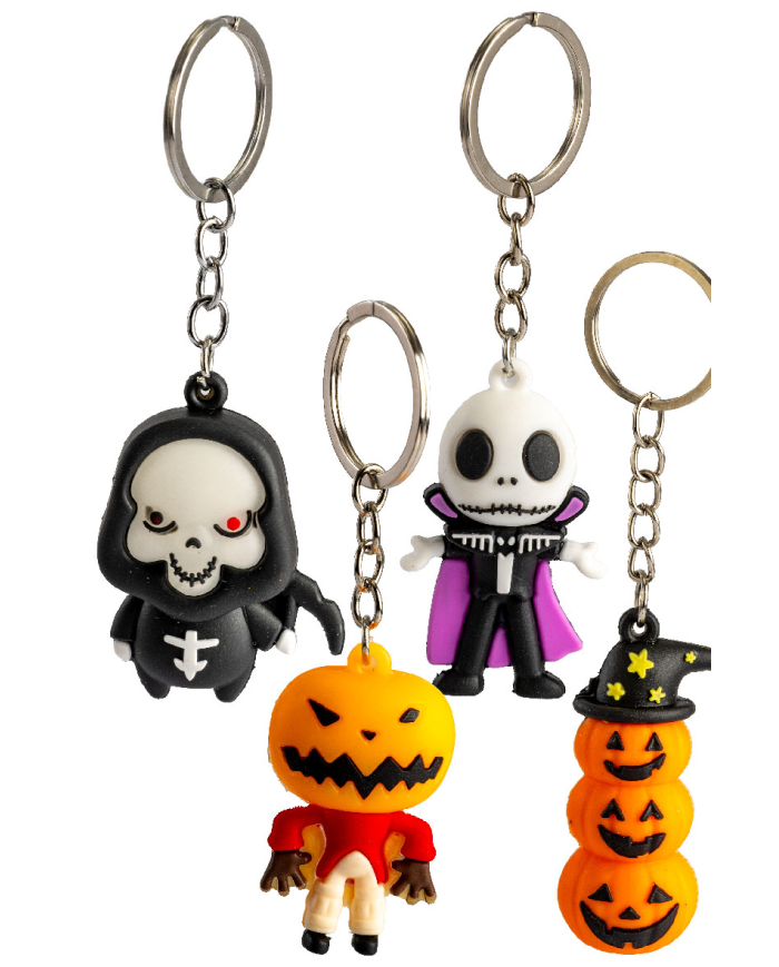 Halloween-Schlüsselanhänger 4 versch. Modelle auf Pappkarton