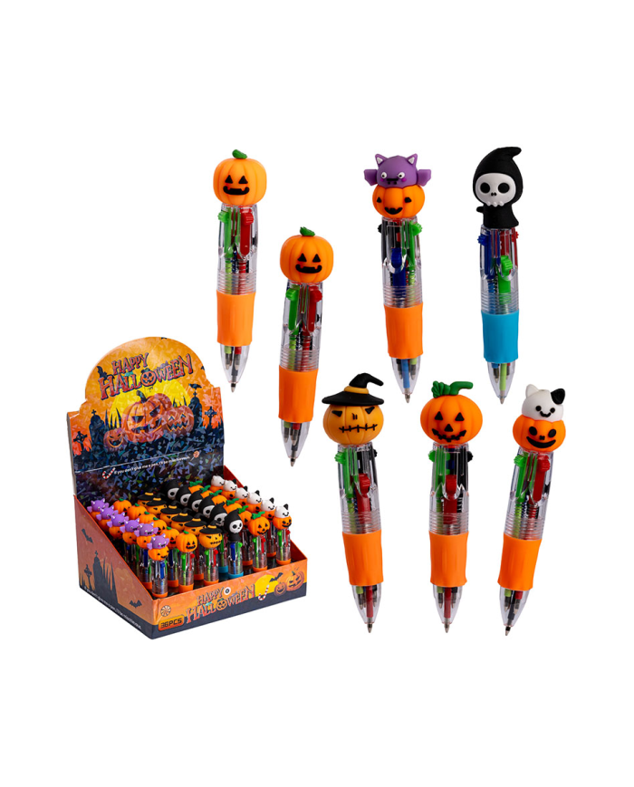 Penna multicolore Halloween con cartellino/etichetta in espositore
