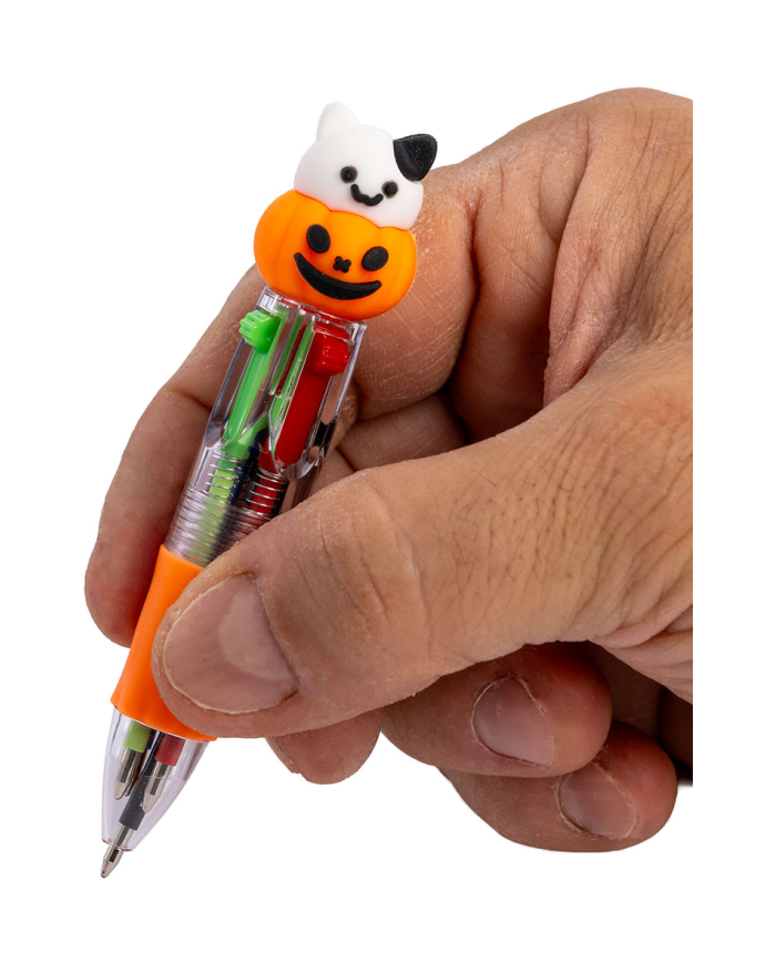 Bolígrafo multicolor Halloween con etiqueta colgante/etiqueta en expositor