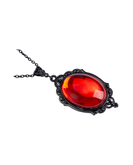 Collana con gemma rossa in metallo in busta con cavallotto