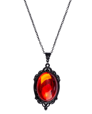 Collar con gema roja de metal en bolsa con solapa de cartón