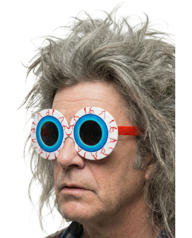 Brille rissige Augen aus Kunststoff auf Pappkarton