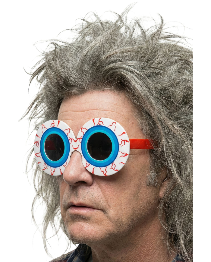 Brille rissige Augen aus Kunststoff auf Pappkarton