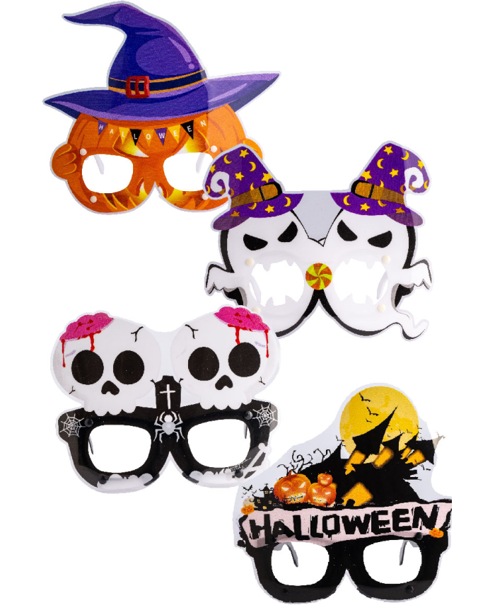 Gafas Halloween 4 modelos surtidos de plástico en bolsa con solapa de cartón