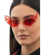 Lunettes avec flammes feu Halloween sur papier cartonné