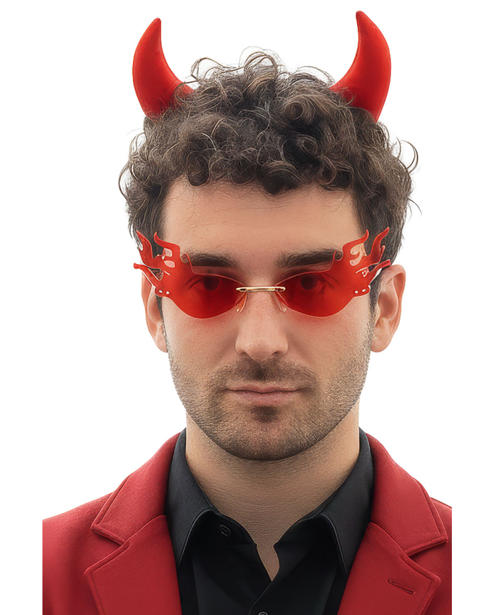 Lunettes avec flammes feu Halloween sur papier cartonné