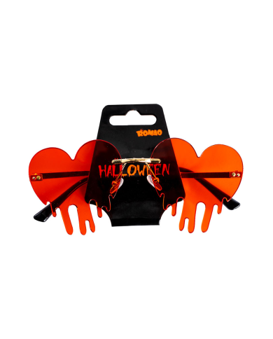 Gafas corazón rojo Halloween sobre cartoncillo