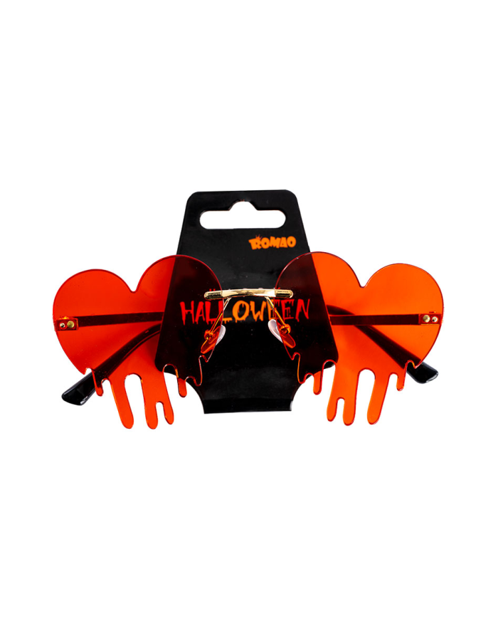 Occhiali cuore rosso Halloween su cartoncino