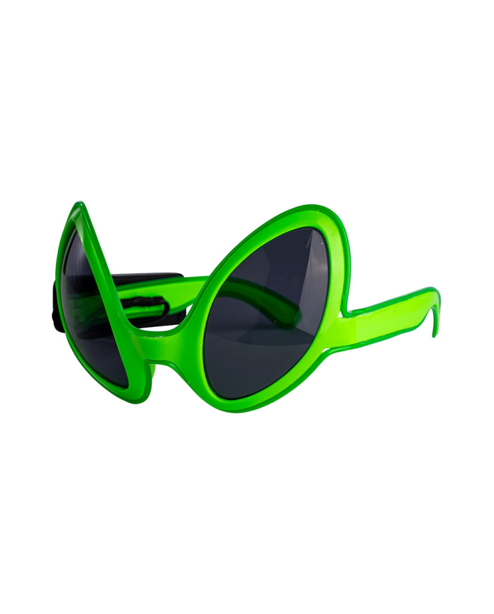 Gafas de alienígena verdes con adornos luminosos (pilas no incluidas) sobre cartoncillo