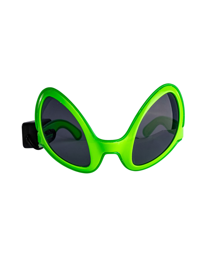 Gafas de alienígena verdes con adornos luminosos (pilas no incluidas) sobre cartoncillo