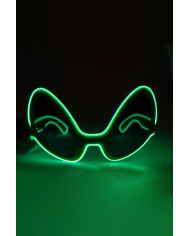 Grüne Alien-Brille mit Leuchtdekorationen (Batterien nicht enthalten) auf Pappkarton