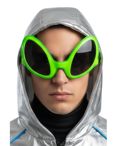 Lunettes extraterrestre vertes avec décorations lumineuses (piles non comprises) sur papier cartonné