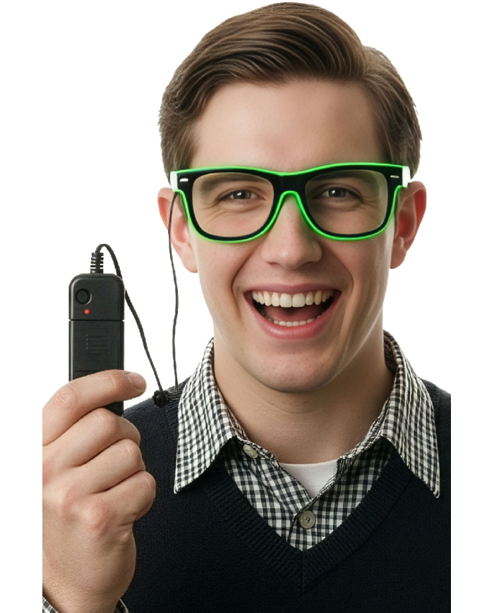 Nerd-Brille mit Leuchtdekorationen (Batterien nicht enthalten) auf Pappkarton