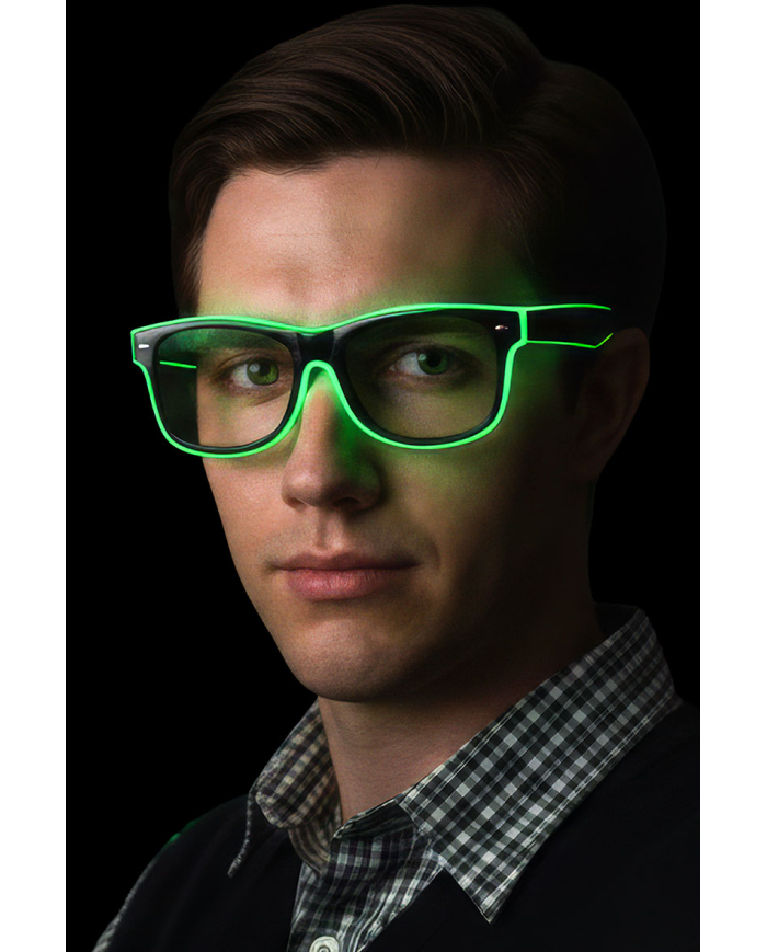 Lunettes nerd avec décorations lumineuses (piles non comprises) sur papier cartonné