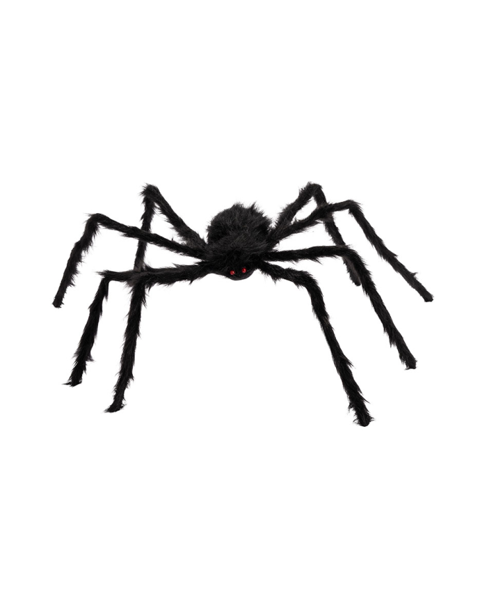 Schwarze haarige Spinne Durchm. ca. 100 cm mit Pappschild/Etikett