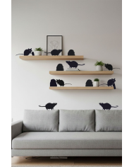 Décorations souris, longueur 24 cm environ en papier avec adhésif dans un sachet avec carte d’en-tête