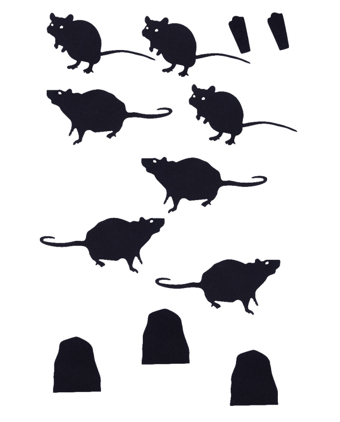 Paper mice decorations l.cm.24 with adhesive in pbh