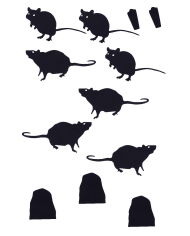 Paper mice decorations l.cm.24 with adhesive in pbh