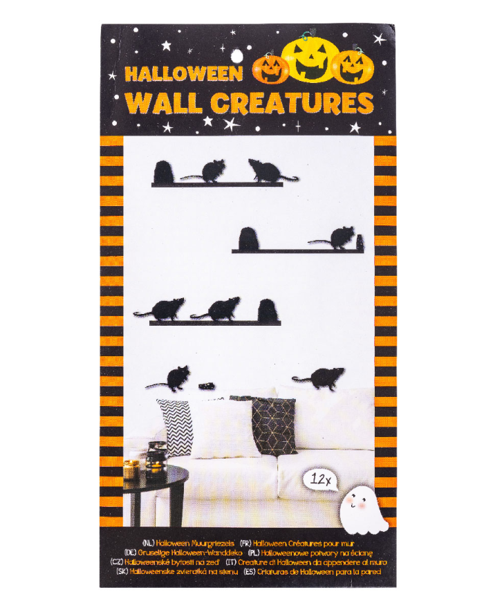 Décorations souris, longueur 24 cm environ en papier avec adhésif dans un sachet avec carte d’en-tête