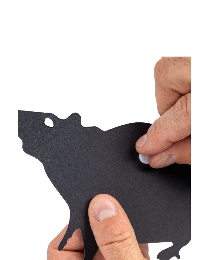 Décorations souris, longueur 24 cm environ en papier avec adhésif dans un sachet avec carte d’en-tête