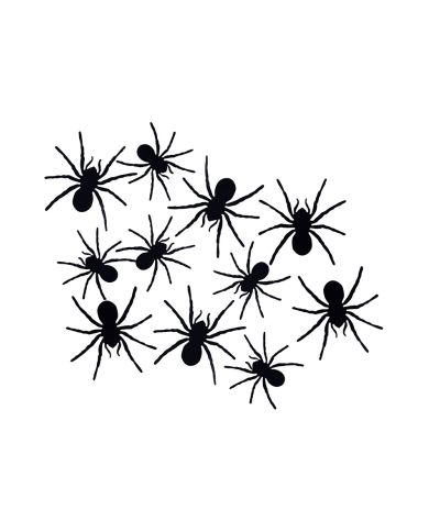 Décorations araignées diamètre 10 cm environ en papier avec adhésif dans un sachet avec carte d’en-tête