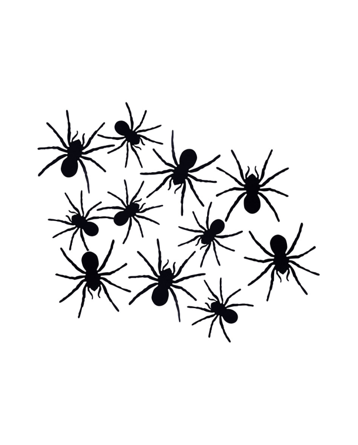 Décorations araignées diamètre 10 cm environ en papier avec adhésif dans un sachet avec carte d’en-tête