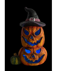 Calabazas decorativas de resina de unos 43 cm. de alto con luces (pilas no incluidas) en caja