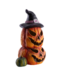 Calabazas decorativas de resina de unos 43 cm. de alto con luces (pilas no incluidas) en caja