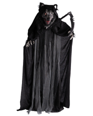 Monster Horror-Wolf H. ca. 170 cm mit Sense, Licht, Ton und Bewegung (Batterien nicht enthalten) auf Sockel