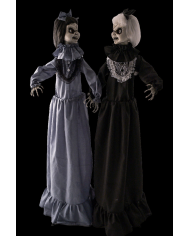 Gemelle horror h.cm.150 ca. con luci,suono e movimento (batterie escluse) su piedistallo