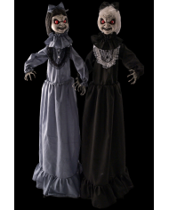 Horror-Zwillinge H. ca. 150 cm mit Licht, Ton und Bewegung (Batterien nicht enthalten) auf Sockel